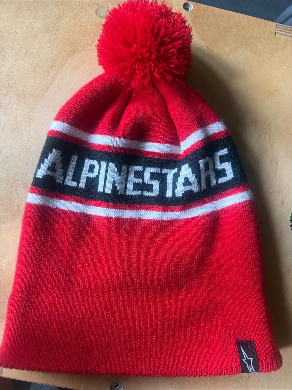 Alpinestars Red, White & Black Kids / women’s / men’s Pom Beanie